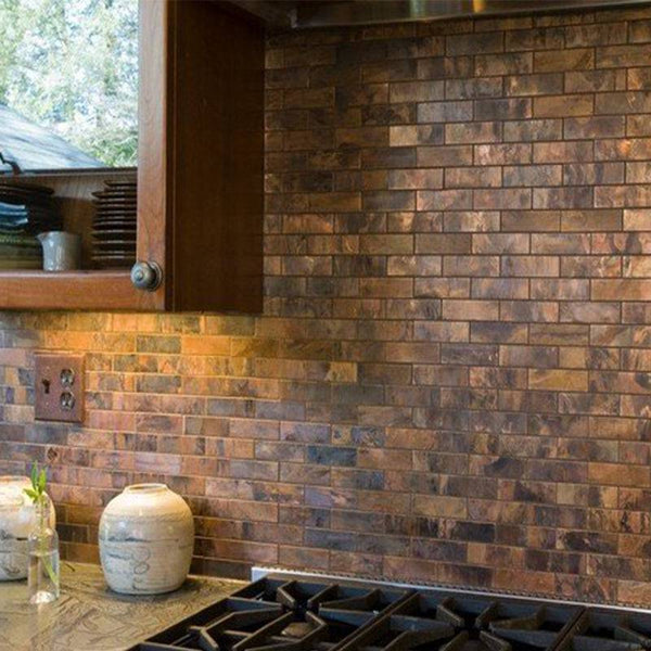 Copper Deluxe Maxi Brick Mosaic - Stone and Tile Projects