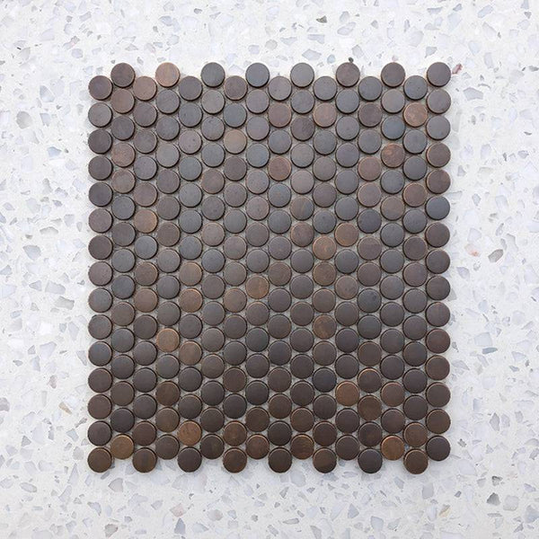Copper Deluxe Penny Round Mosaic - Stone and Tile Projects
