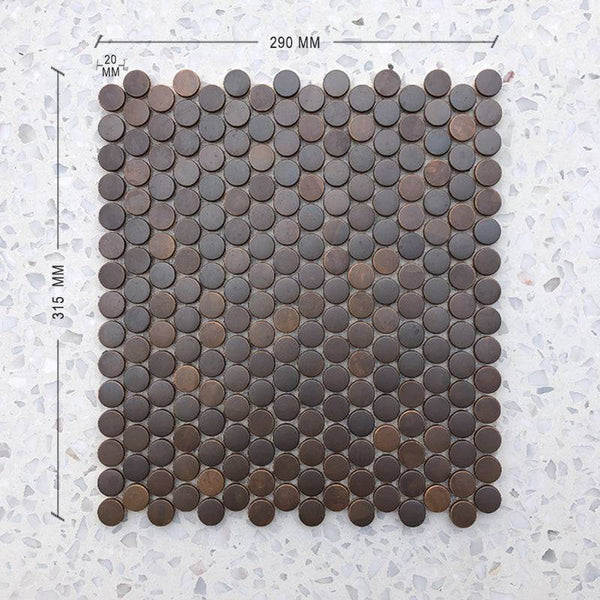Copper Deluxe Penny Round Mosaic - Stone and Tile Projects