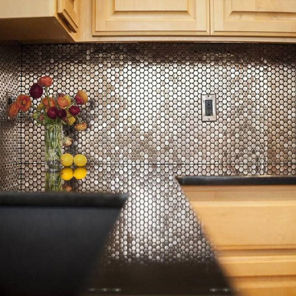 Copper Deluxe Penny Round Mosaic - Stone and Tile Projects