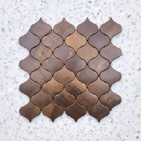 Copper Deluxe Arabesque Mosaic - Stone and Tile Projects