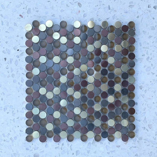 Copper Deluxe Mixed Penny Round 20D Mosaic - Stone and Tile Projects