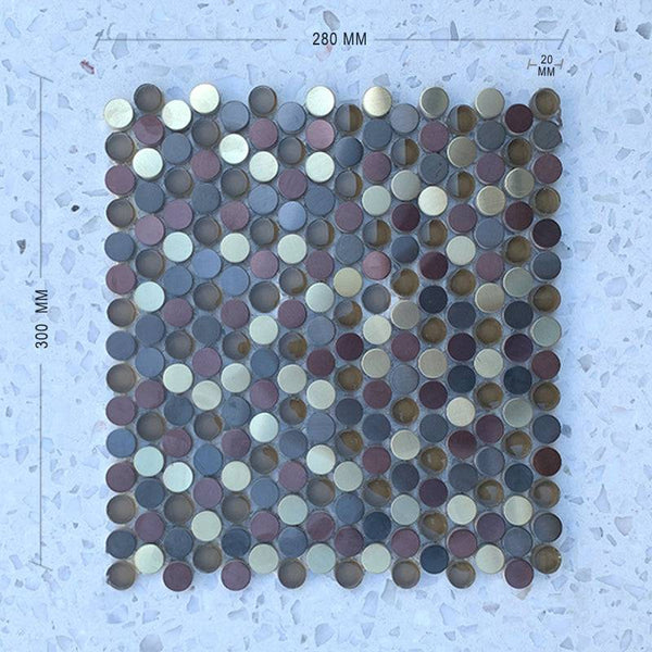 Copper Deluxe Mixed Penny Round 20D Mosaic - Stone and Tile Projects
