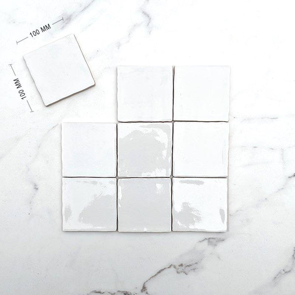 Crackle White Moroccan Porcelain 100x100 Dimension