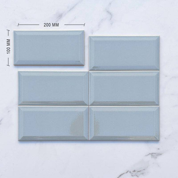 Craqule Smoke Spanish Bevelled Subway Ceramic 200x100 Dimension