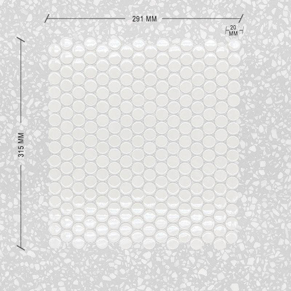 Dark Grey Penny Round Mosaic 20 Dia + DIM