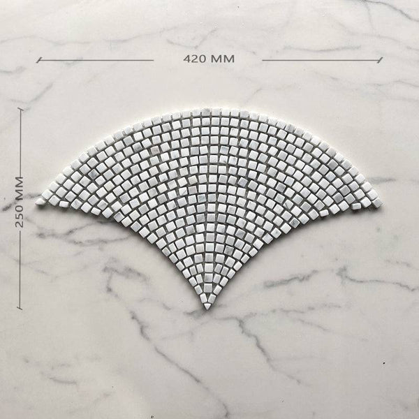 Carrara Scallop Tumbled Marble Mosaic - Stone and Tile Projects