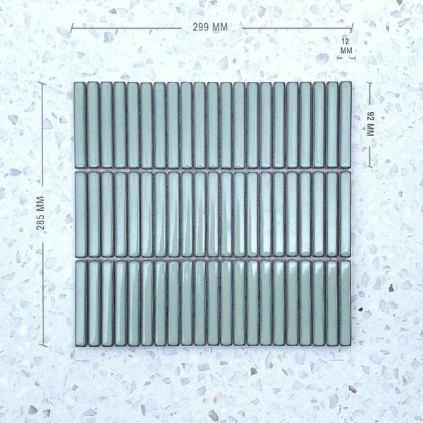 Fern Green Stix Porcelain Mosaic 92x12 - Stone and Tile Projects