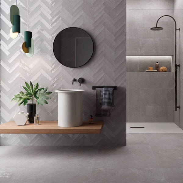 Florence Grey Subway Porcelain 240x60 - Stone and Tile Projects