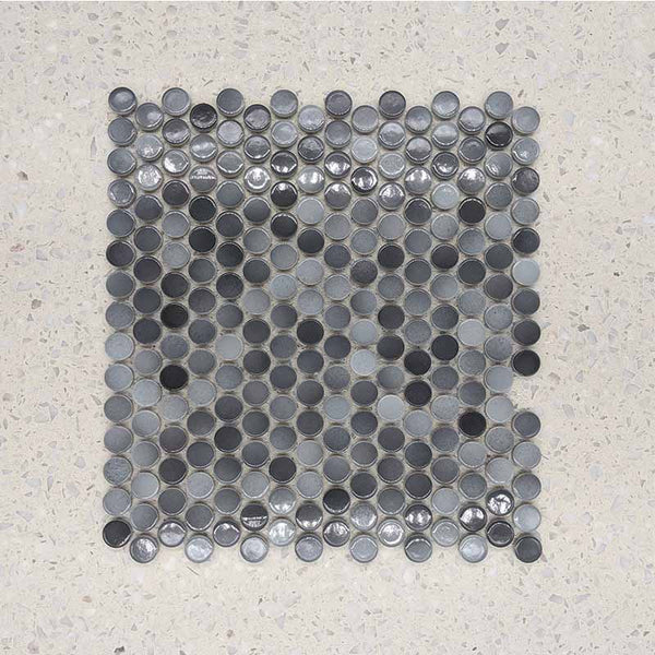 Grey Mix Penny Round Mosaic 20 Dia