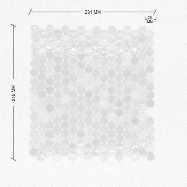 Grey Mix Penny Round Mosaic 20 Dia+DIM