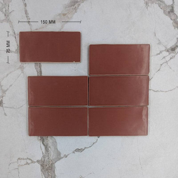 Garnet Red Moroccan Porcelain 150x75 Dimension