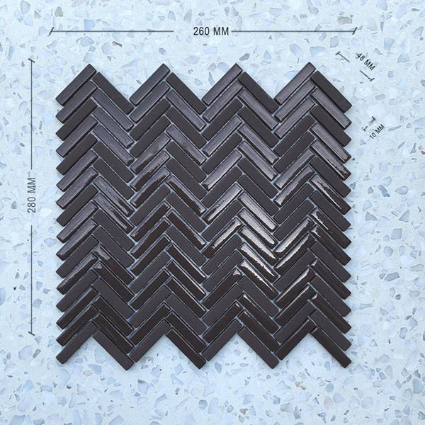 Stix Graphite Herringbone Porcelain Mosaic 48x10 - Stone and Tile Projects