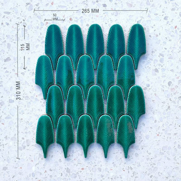 Green Gloss Leaf Porcelain Mosaic - Stone and Tile Projects