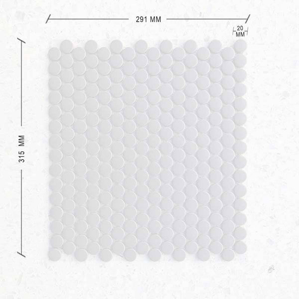 Light Grey Penny Round Mosaic 20 Dia + DIM