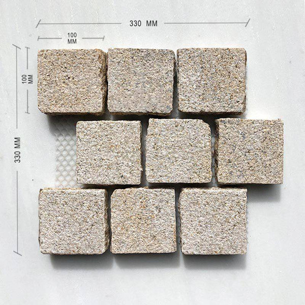 HONEY JASPER BUSH HAMMERED GRANITE COBBLESTONE DIMENSION