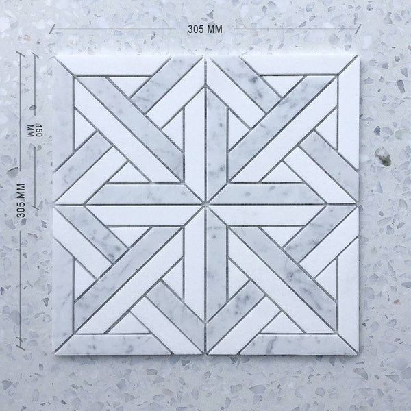 Intarsio Carrara and Thassos Marble Mosaic - Stone and Tile Projects