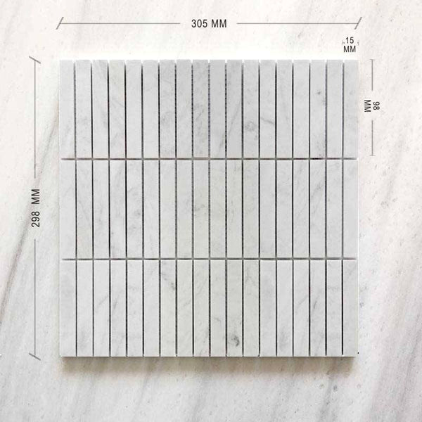 Kit Kat Carrara Finger Mosaic 98x15 Dimension