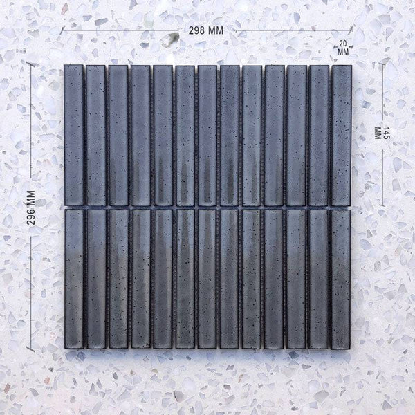 Kit Kat Dark Grey Concave Mosaic 145x20 - Stone and Tile Projects