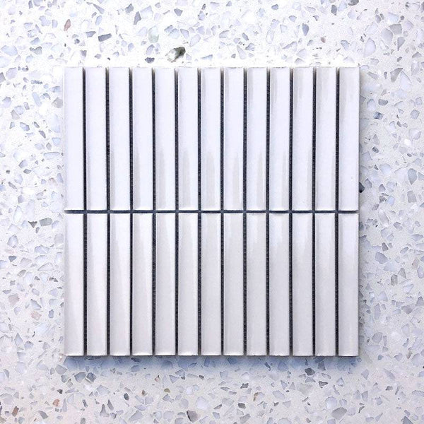 Kit Kat Deluxe White Concave Mosaic 145x20 - Stone and Tile Projects