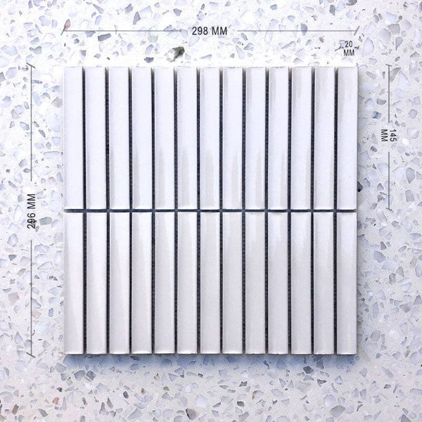 Kit Kat Deluxe White Concave Mosaic 145x20 - Stone and Tile Projects