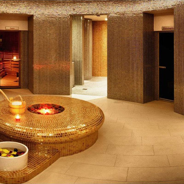 Metallic Aurum Glass Mosaic Pool Tile - Stone and Tile Projects