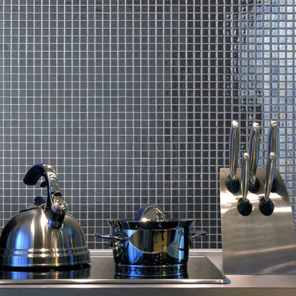 Metallic Inox Glass Mosaic Pool Tile - Stone and Tile Projects