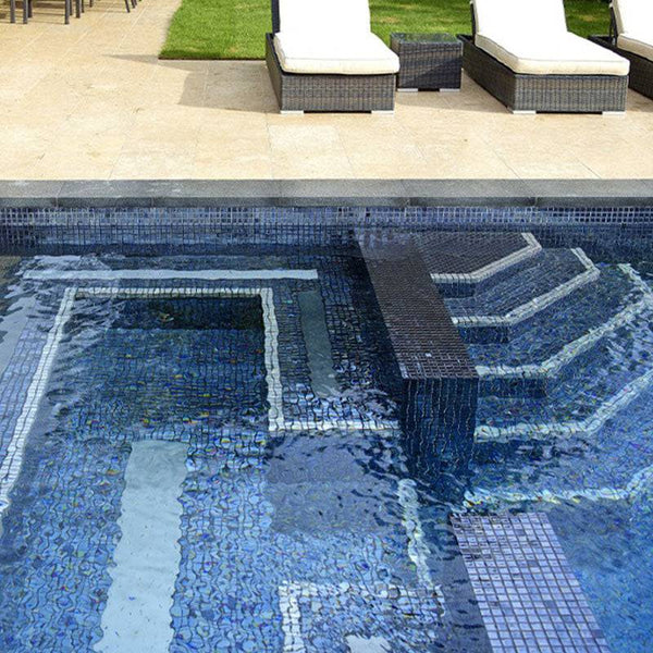Metallic Lava Glass Mosaic Pool Tile - Stone and Tile Projects