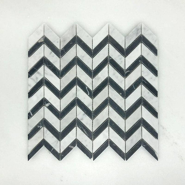 Mix Carrara Bianco and Nero Chevron