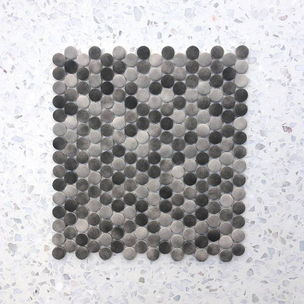 Mix Velvet Grey Penny Round Mosaic - Stone and Tile Projects