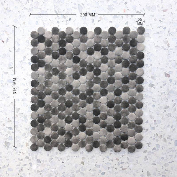 Mix Velvet Grey Penny Round Mosaic - Stone and Tile Projects
