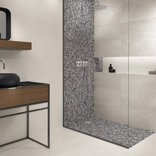 Mix Velvet Grey Penny Round Mosaic - Stone and Tile Projects