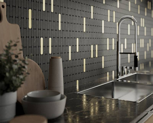 Nero Tik Tax Gold Marble Mosaic - Stone and Tile Projects