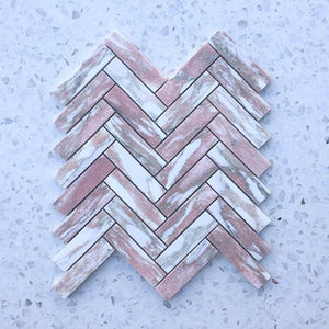 Norwegian Pink Herringbone Mosaic 98x25 - Stone and Tile Projects