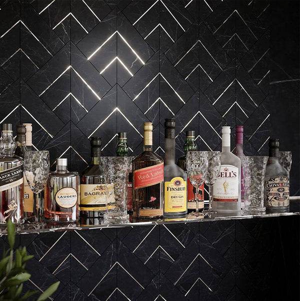 Nero Deluxe Flecha Marble Mosaic - Stone and Tile Projects