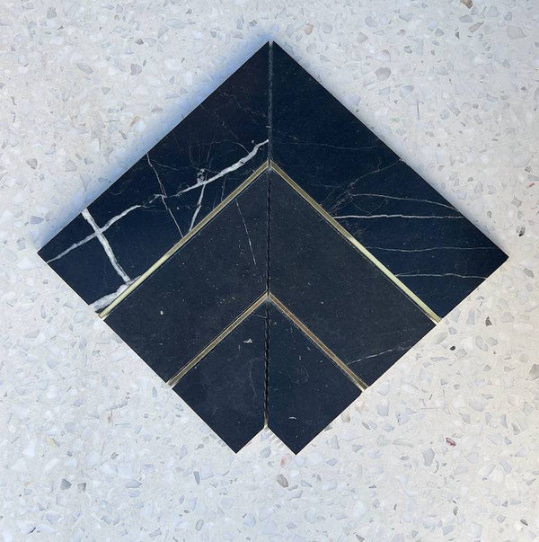 Nero Deluxe Flecha Marble Mosaic - Stone and Tile Projects