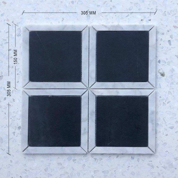 Nero Marquina Piazza Marble Mosaic - Stone and Tile Projects