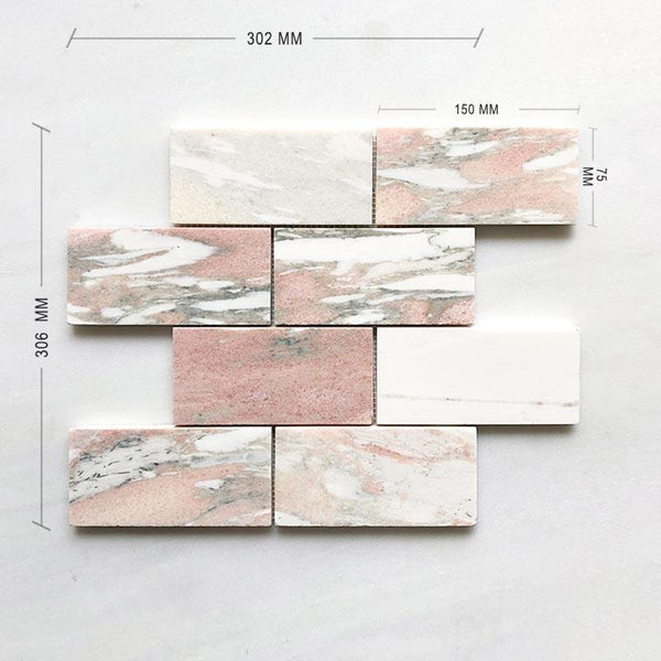 Norwegian Pink Subway Mosaic 150x75 - Stone and Tile Projects