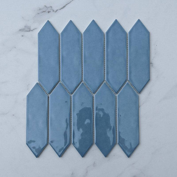 Ocean Blue Picket Porcelain Mosaic - Stone and Tile Projects