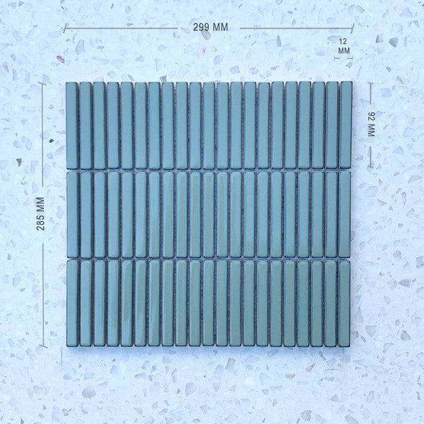 Ocean Blue Stix Porcelain Mosaic 92x12 - Stone and Tile Projects