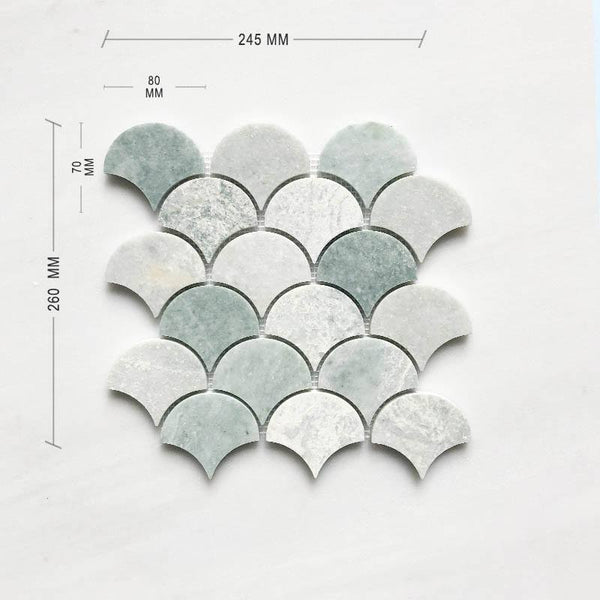 Paradiso Green Fan Shaped Mosaic - Stone and Tile Projects