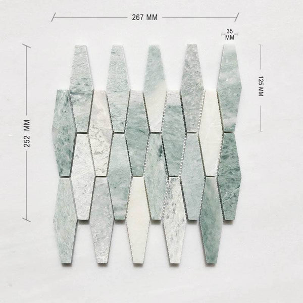 Paradiso Green Long Hexagon Mosaic 125x35 - Stone and Tile Projects