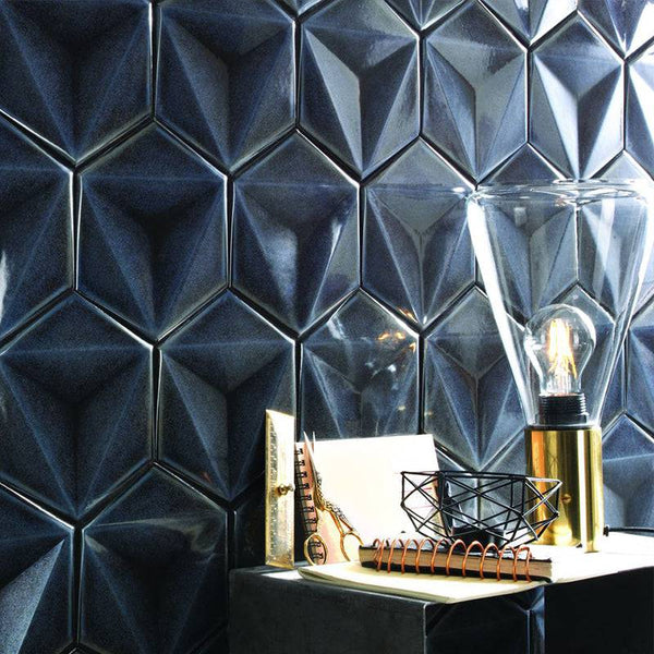 Parma Blue Italian Hexagon Porcelain - Stone and Tile Projects