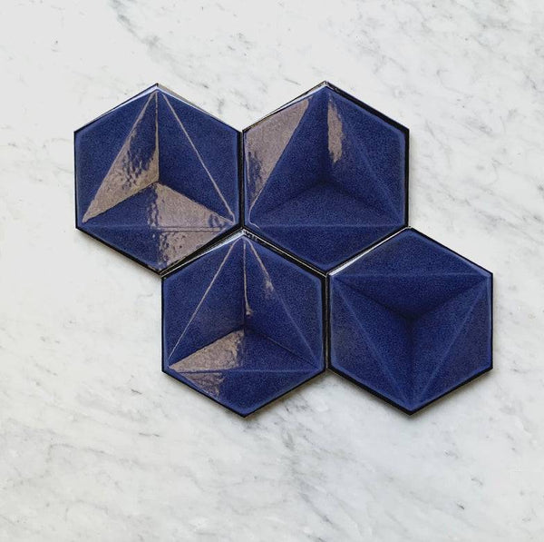 Parma Blue Italian Hexagon Porcelain - Stone and Tile Projects