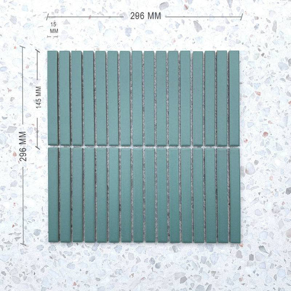 Slim Kit Kat Pastel Green Mosaic 145x15 - Stone and Tile Projects