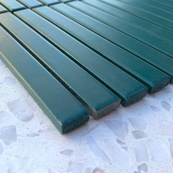 Slim Kit Kat Moss Green Mosaic 145x15 - Stone and Tile Projects