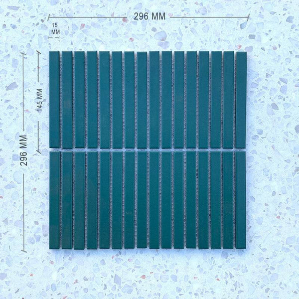 Slim Kit Kat Moss Green Mosaic 145x15 - Stone and Tile Projects