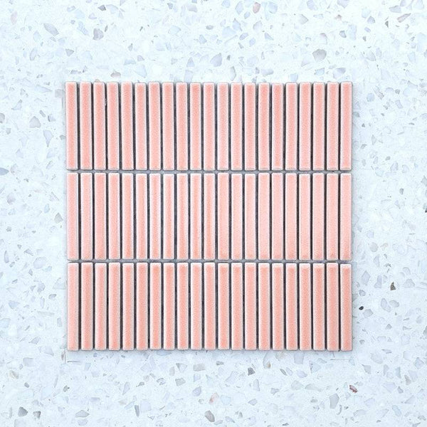 Pink Stix Porcelain Mosaic 92x12 - Stone and Tile Projects