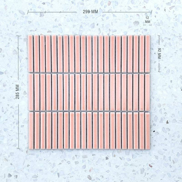 Pink Stix Porcelain Mosaic 92x12 - Stone and Tile Projects