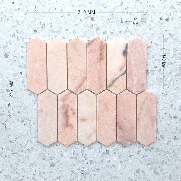 Pink Picket Marble Mosaic - Stone and Tile Projects